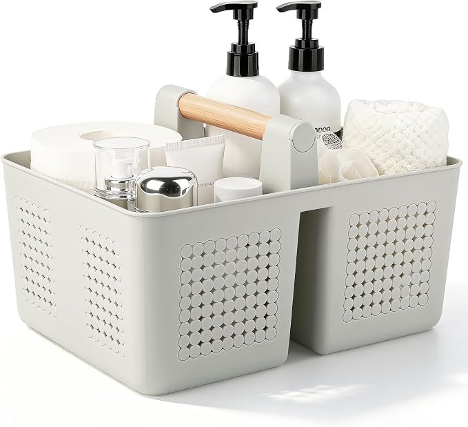 Portable Shower Caddy Basket Plastic Caddy Organizer with Handle Grey by JiatuA