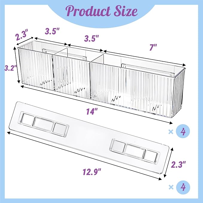 4 Pack Wall Mount Makeup Organizer, Adhesive Bathroom Shelves - Image 3
