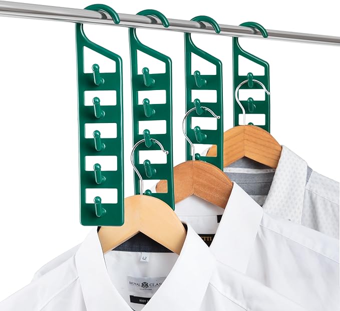 CraftyCrocodile Space Saving Hangers for Clothes - 4 in Pack, Heavy Duty Plastic, Multi Closet Space Savers for Shirts, Pants, Jeans, Sweaters - Hanger Organizer Space Saver by CraftyCrocodile