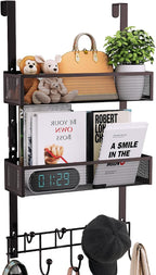 Consumest Over The Door Hooks Organizer - 3 Tier Door Hanger with 9 Coat Hooks & 2 Mesh Basket, Back Storage Organizer Hanging Towels for Bathroom, Bedroom, Bronze by Consumest