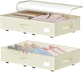 EE-RoomWorld Under Bed Storage with Wheels, No Assemble Required 5.5 inches height beige under bed storage bins,Low Profile Rolling Underbed Shoe Storage containers，dorm underbed storage drawers by EASIERLIFEENJOYWORLDBEAUTY