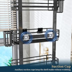Consumest Over The Door Shower Caddy - 5 Tier Adjustable Shower Organizer Hanging with 2 Toothbrush Holders & 4 Hooks, Rustproof Organizer Shelf, Storage Rack for Bathroom, Black - Image 5