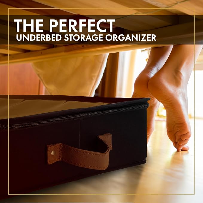 HOMELUX THEORY Under Bed Storage, Medium 2pc with Lid, Black | Drawer-style pull-out design, Fits blankets, clothes, fabric & shoes, Bins with lids, Bedroom & closet storage - Image 8