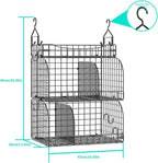 HapiRm Hanging Closet Organizer Storage - 3 Tier Metal Stackable Hanging Closet Shelves with Dividers and S Hooks, Foldable Clothes Shelves for Clothes, Pants, Shoes, Coat, Hats Clutches Accessories - Image 3
