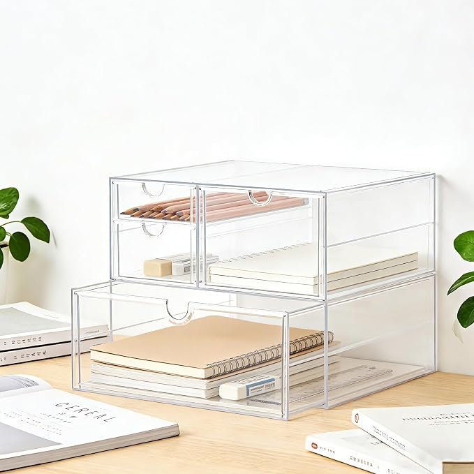 Prsildan Acrylic Drawer Makeup Organizer with 4 Drawers - Image 7