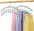 Volnamal Legging Organizer for Closet, Metal Yoga Pants Hanger w/Rubber Coated 2 Pack w/10 Clips Hold 20 Leggings, Hangers Space Saving Hanging Closet Organizer for Closet Organizers and Storage-Grey by Volnamal