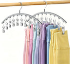 Volnamal Legging Organizer for Closet, Metal Yoga Pants Hanger w/Rubber Coated 2 Pack w/10 Clips Hold 20 Leggings, Hangers Space Saving Hanging Closet Organizer for Closet Organizers and Storage-Grey by Volnamal