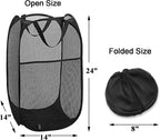 Mesh Pop up Laundry Hamper with Portable Durable Handles, Black Laundry Basket for Storage, Folding Collapsible Pop-Up Clothes Hampers for Home, College Dorm or Travel, Cruise, Black - Image 2