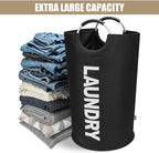 DOKEHOM 90L Large Laundry Basket Bag, Collapsible Tall Hamper, Black - Image 5
