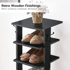 HOOBRO 8 Tiers Vertical Shoe Rack, Wooden Shoe Storage Organizer with Hooks, Narrow Shoe Tower for 8 Pairs, Space Saving, for Entryway, Living Room, Bedroom, Black BK07XJ01 - Image 6