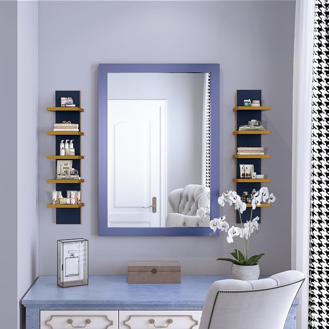 Homaterial 5 Tier Wall Shelf Unit, Decorative Wall Mount Vertical Shelving,Modern Column Floating Shelves for Bedrooms, Bathrooms (Blue) - Image 4