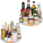 2 Pack Lazy Susan Turntable Organizer, 9 and 10 Inch Rotating Trays for Corner Cabinet, Fridge, Pantry, Kitchen, Table Top, Makeup Vanity, Bathroom Countertop Storage, Acrylic Spinning Spice Rack by Lulltou