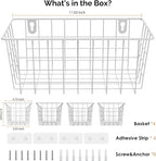 MaraFansie Hanging Wire Baskets Kitchen Storage Basket Adhesive and Screws Basket Over the Cabinet Door Organizer with Adhesive Strips and Screws Accessories, White, 4 Pack - Image 7