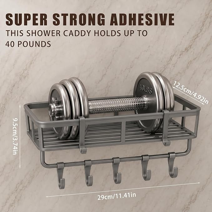 Shower Caddy Hanging 1 Pack, Rustproof Adhesive Corner Shower Shelves - Image 2