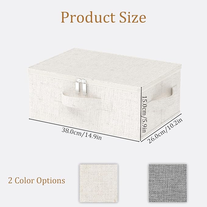 Underbed Storage Baskets with Lids,14.9x10.2x5.9in,Beige,1 Pack - Image 7