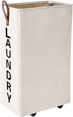70L Large Rolling Laundry Hamper - Tall Narrow Basket With Wheels, Slim Clothes Bin, 27.5" Beige by Homlikelanfocusonhomestorageanddecorationfordecades
