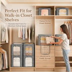 GoMaihe Clothes Storage Bins with Metal Frame for Closet, 40L 6-Pack Grey - Image 8
