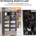 5 Tier Hanging Closet Organizer, Dual Row Wardrobe Storage with Hooks, Grey | 158.3L Extra-Large Closet Storage, Strong Hooks & Thick Fabric Hold Heavy Garments, Foldable Design Saves Closet Space. - Image 5
