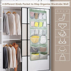 2 Pack-18 Pocekts Over the Door Shoes Organizer,Behind Door Hanging Storage Pocekt for Sock,Underwear,Hat,Handbag,Back of Door Hanging Shelf for Bedroom,Bathroom,Entryway,Storeroom,Pantry,Dorm,Nursery - Image 5