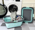 SAMMART 42 (11 Gallons) Collapsible Plastic Laundry Basket, Foldable Pop Up Storage Container/Organizer, Space Saving Hamper, Portable Bin for Dorm Room Bathroom (2, Grey/Lake Green) - Image 2