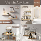BAYKA Wall Shelves for Bedroom Decor, Floating Wall Shelves for Living Room Kitchen Storage, Wall Mounted Rustic Wood Floating Shelves for Kids Books, Corner Shelves for Bathroom(Brown，Set of 3) - Image 4