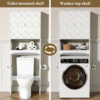 HLR Over The Toilet Storage Cabinet with Gold Trim, Over Toilet Bathroom Organizer with Adjustable Shelves and Toilet Paper Holder, Above Toilet Storage Cabinet Spacesaver for Bathroom(White) - Image 6