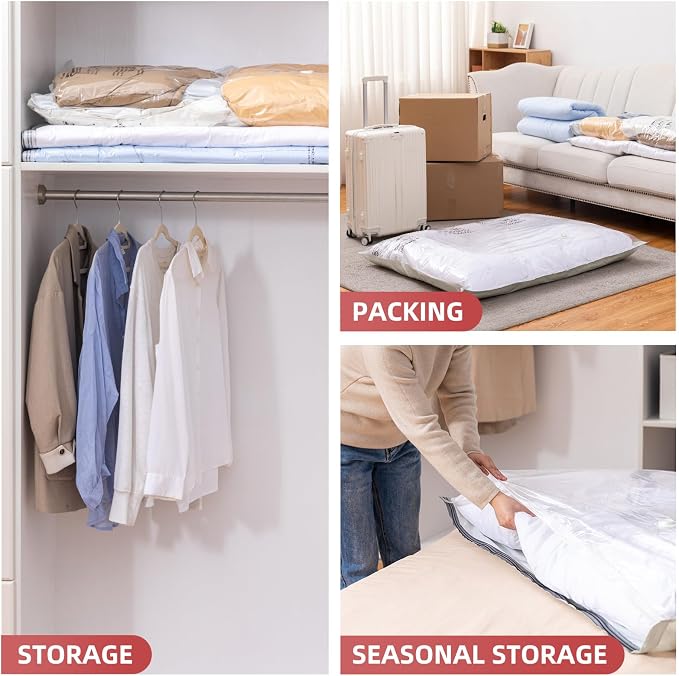 TAILI Vacuum Storage Bags 4 Pack, XXL Jumbo Size 47x39 Inch, Cream - Image 8