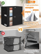 punemi 90L Structured King Size Comforter Storage Bags, 2 Pack, Black - Image 3