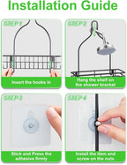 SMARTAKE Hanging Shower Head Caddy, Shower Shelf Organizer, Black - Image 5