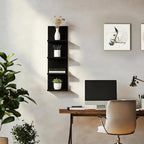 Homaterial Wall Shelves 4 Tier, Simple Vertical Corner Shelf for Room, Kitchen Wall Decor, Makeup Perfume Organizer,Decorative Shelving Unit, Black - Image 6