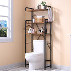 Huhote Over The Toilet Storage Rack with 3-Tier Bathroom Shelves, Space Saver Toilet Shelf, Bathroom Storage Organizer with Hooks for Over Toilet Storage and Shelf (Rustic Brown) by Huhote