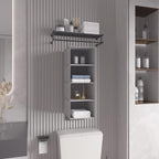 Hanging Closet Organizer 4-Shelf, Oxford Linen Wardrobe Storage, Gray | Easy-mount foldable design holds clothes, handbags, shoes & accessories; washable Oxford fabric, sturdy and space-saving. - Image 6