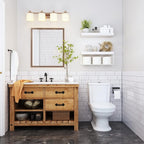 QEEIG White Bathroom Shelves Over Toilet - Wall Mounted Floating Shelves Farmhouse Shelf Toilet Paper Storage Small 16 inch Set of 2 (019-W2) - Image 2