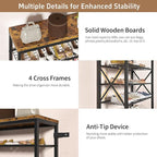 8-Tier Metal Shoe Rack for 32 Pairs, Heavy-Duty Shoe Organizer with Rustic Wooden Top, Space-Saving Entryway Shoe Storage for Closet, Garage, Hallway, Bedroom, Black & Rustic Brown - Image 4