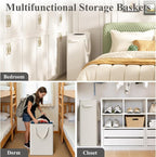 Optish 50L Slim Laundry Hamper, Baby Hamper for Nursery with Handles, Narrow Laundry Basket for Dorm, Bedroom, Living Room, Collapsible Laundry Basket, White - Image 7