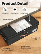 TOSKING 2-Pack Under Bed Storage Drawers with Wheels, 6 Vacuum Bags, Adjustable Height 7.9-10.2", Large 90L/80 lbs Clear Lid, 900D Oxford, Space Saver for Dorm Bedroom, Blankets, Clothes, Shoes, Black - Image 9