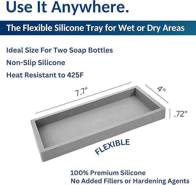 Spacewiser Countertop & Vanity Silicone Tray - Small 7.7" Kitchen Soap Tray - Image 3