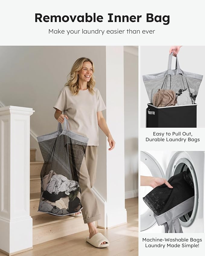 SOLEDI Slim Laundry Basket with Lid, Narrow Laundry Hamper for Small Space - Image 5