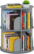 SpaceAid 2 Tier Rotating Bookshelf Tower, Spinning Bookcase Lazy Susan, Revolving 360 Book Shelf Storage Round Carousel, Vertical Rotate Turning Spiral Corner Organizer, Gray by SpaceAid