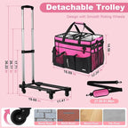 Extra-Large Rolling Cleaning Caddy with Wheels,Cleaning Caddy Bag with Detachable Trolley,Water Resistant Lining Cleaning Supply Organizer with Handle for Cleaners,Housekeepers - Image 2