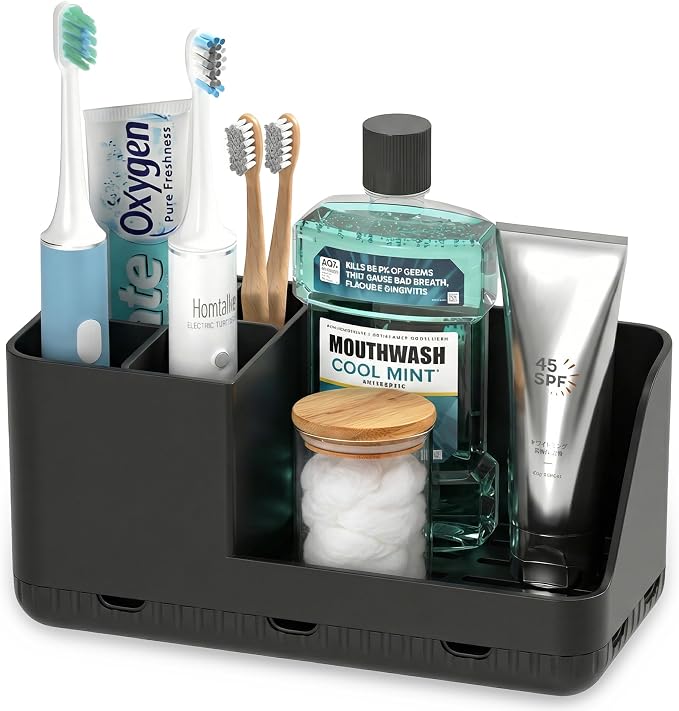 Toothbrush Holder Bathroom Counter Organizer & Storage Detachable by Homtalker