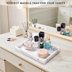 Bathroom Tray for Countertop, Marble Perfume Tray for Dresser Organizer, Marble Tray for Bathroom Counter & Home Decor, Natural Decorative Stone Vanity Trays, 12" x 8", Starry White - Image 5