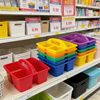 Set of 6 Classroom Caddy, Small Plastic Storage Caddy with Handle, Rainbow - Image 8