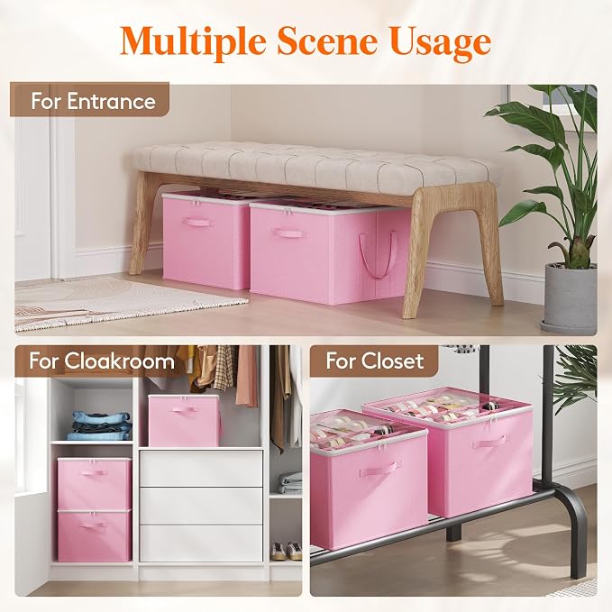 Lifewit Shoe Storage Organizer for Closet, Holder Box, 2 Pack, Pink - Image 8