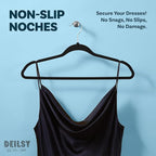 DEILSY™ Non-Velvet Black Plastic Hangers Slim Hangers 50 Pack for Closet | Space saving hangers, modern black hangers, thin hangers for shirts, jackets, coats and everyday clothing - Image 3