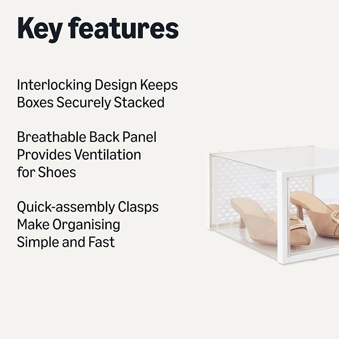 Amazon Basics Stackable and Foldable Clear Shoe Storage Organizer Box, Medium, 12-Pack - Image 2
