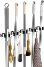 Broom Holder Wall Mount, Stainless Steel Broom Hanger Wall Mount, Heavy Duty Mop and Broom Holder Tool Racks Utility Hooks for Laundry Room Garden Garage, Black (5 Racks and 4 Hooks) by Unknown