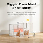 Pinkpum 12 Pack X-Large Shoe Storage Boxes, Shoe Organizer Clear Stackable | Fit US Size 11, 6.2” Height, Shoe Dispaly Case Holder Bins Sneaker Storage for Sneakerheads, For Home and Family, White - Image 5