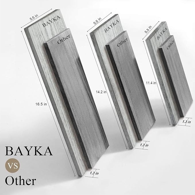 BAYKA Wall Shelves for Bedroom Decor, Wood, Gray White, Set of 3, 16in - Image 3