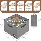 OIAHOMY 2 Pack Shoe Organizer for Closet, Large Foldable Shoe Storage Bins with Dividers and Reinforced Handles, Each Clear Cover Sneaker Box Fits Up to 16 Pairs for Entryway and Bedroom, Grey - Image 3